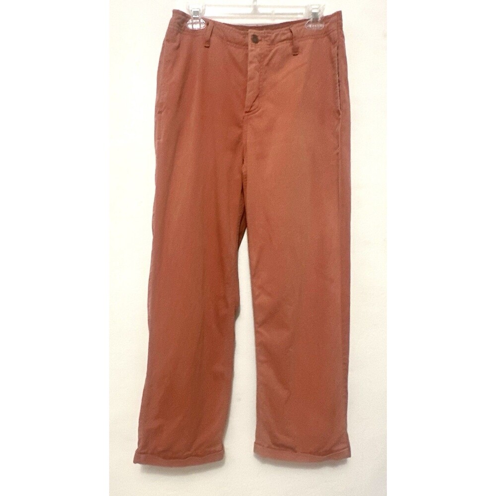 Free People Terracotta Rose Clay High Waist Wide Leg Trouser Cuffed Pants Sz 28